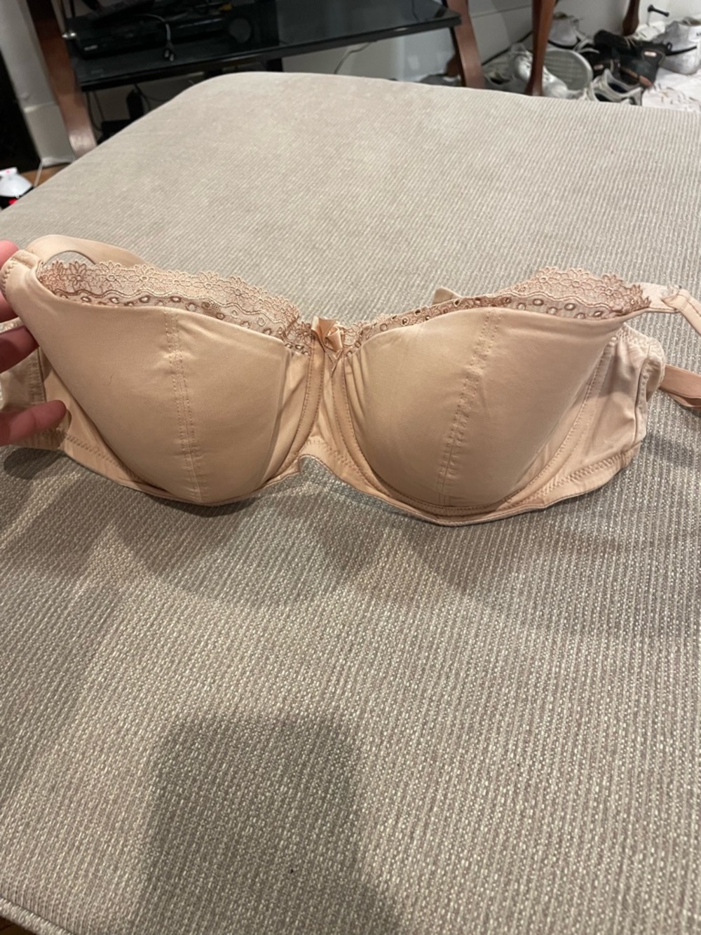 cleo Beige Lace-Trim Strapless Bra
